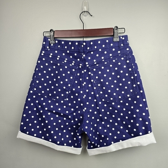 SOSTANZA High Waisted Vintage 80s Shorts Polka-dot Navy/White Womens Size 7 - Picture 7 of 13